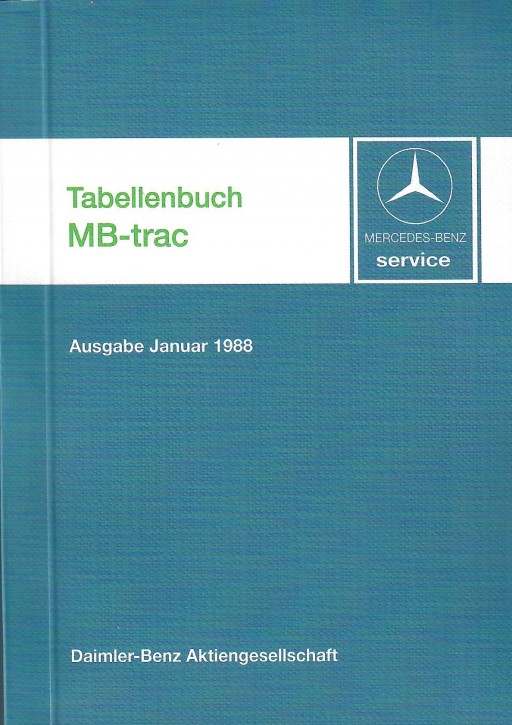 Tabellenbuch 1988 MB-trac - 30 400 31 21 - 384001002